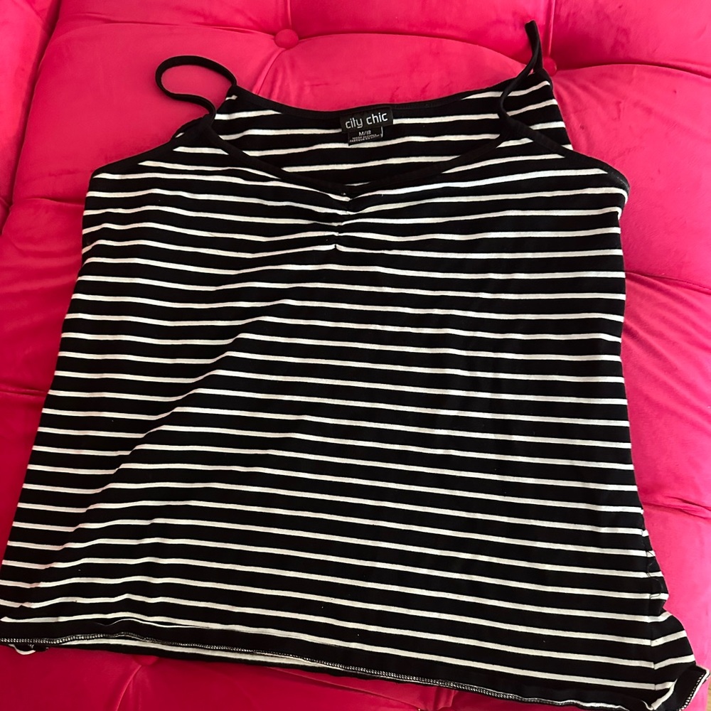 Navy stripe tank top. Stretchy fit
